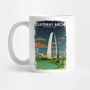 Gateway National Park Vintage Minimal Retro Travel Poster at Night Mug